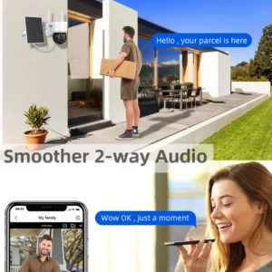 Időjárásálló, kültéri, Wifi biztonsági kamera rendszer napelemmel - vezeték és áramforrás nélkül működtethető okos térfigyelő kamera (BBV) (BBD) - Image 3