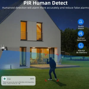 Időjárásálló, kültéri, Wifi biztonsági kamera rendszer napelemmel - vezeték és áramforrás nélkül működtethető okos térfigyelő kamera (BBV) (BBD) - Image 5