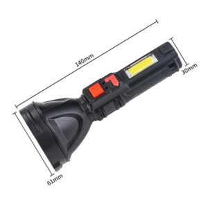 L-830 USB-ről tölthető LED zseblámpa 4 világítási móddal és kiegészítő fényforrással az oldalán (BBV) - Image 11