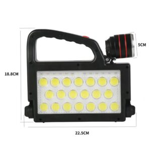XG-152 szolár LED munkalámpa 6 féle üzemmóddal - napelemes és USB-ről is tölthető kemping lámpa 4 db 18650 típusú akkumulátorral (THM) (BBD) - Image 3