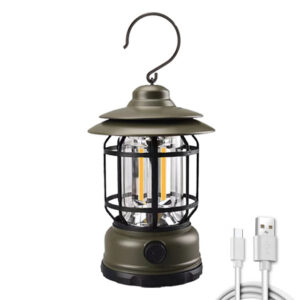 L-27 felakasztható lámpás újratölthető akkumulátorral és 1-300 lumen között állítható fényerővel - retro megjelenésű, extra erős kemping lámpa (BBD) - Image 7