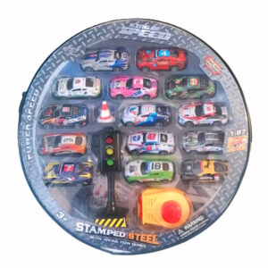 14 db-os lendkerekes fém kisautó készlet átlátszó hátizsákban - kilövő állomással és közlekedési lámpával (BBLPJ) - Image 3