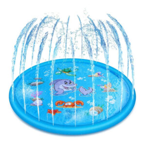 Szökőkút szőnyeg gyerekeknek vidám mintákkal –  pancsolójáték, kék 100cm (BBJ) - Image 5