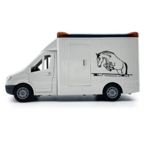 Világító és zenélő, lószállító kocsi kinyitató ajtókkal és játék lóval - 26 x 12 x 9 cm - fehér (BBMJ) - Image 11