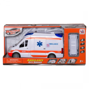 Élethű játék mentőautó kinyitató ajtókkal és hordággyal - világít, zenél - 26 x 12 x 9 cm (BBMJ) - Image 5