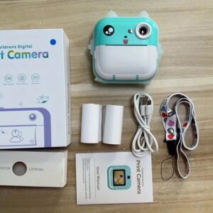 Nyomtatós gyermek fényképezőgép - játék kamera ajándék filctollakkal, cica mintával és beépített játékokkal (BBJ) - Image 8