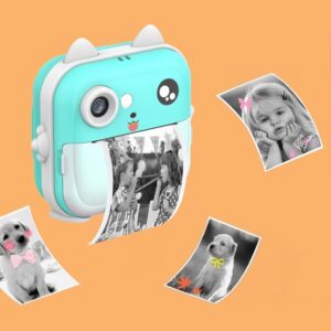Nyomtatós gyermek fényképezőgép - játék kamera ajándék filctollakkal, cica mintával és beépített játékokkal (BBJ) - Image 6