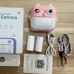 Nyomtatós gyermek fényképezőgép - játék kamera ajándék filctollakkal, cica mintával és beépített játékokkal (BBJ) - Image 4
