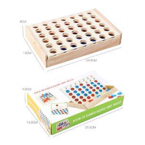 Fából készült táblás ötödölő társasjáték 42 koronggal - készségfejlesztő, logikai társasjáték (BBJ) - Image 7