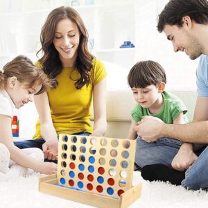 Fából készült táblás ötödölő társasjáték 42 koronggal - készségfejlesztő, logikai társasjáték (BBJ) - Image 3