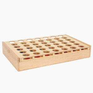 Fából készült táblás ötödölő társasjáték 42 koronggal - készségfejlesztő, logikai társasjáték (BBJ) - Image 8