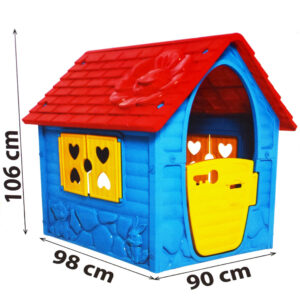 Első házam játszóház gyerekeknek - ajtóval és ablakokkal - kék (BBJ) - Image 5