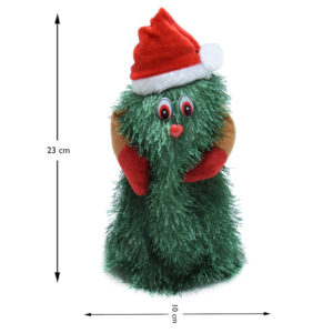 Mókásan zenélő és pörgő karácsonyfa mikulás sapkában - 23 cm (BBJ) - Image 4