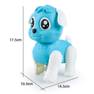 Aranyos sétáló robot kutya újratölthető akkumulátorral babáknak és gyerekeknek - világít, vidám dallamokat játszik és ritmusra mozgatja a fülét - kék (BBJ) - Image 4