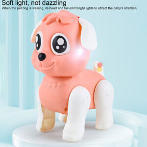 Aranyos sétáló robot kutya újratölthető akkumulátorral babáknak és gyerekeknek - világít, vidám dallamokat játszik és ritmusra mozgatja a fülét - rózsaszín (BBJ) - Image 4