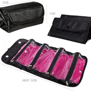 Roll and Go feltekerhető kozmetikai táska 4 db átlátszó rekesszel és akasztóval - ideális otthonra és utazáshoz (BBM) - Image 3