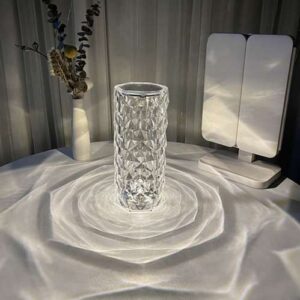 Távirányítóval és érintőpanellel is vezérelhető, kristály hatású RGB dekorlámpa - rózsa mintát vetít az asztalra (BBJ) - Image 15