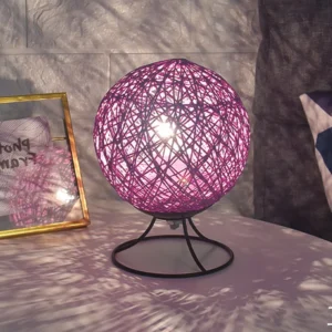 Gömb alakú dekor lámpa - rusztikus, madzagból kötött felülettel - hangulatos éjszakai fény (BBV) - Image 6