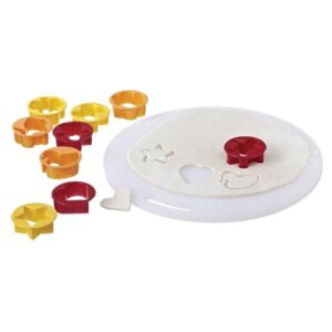 2in1 sodrófa és sütiszaggató - praktikus üreges műanyag sodrófa, vidám színű sütemény kiszúrókkal a belsejében (BBM) - Image 7