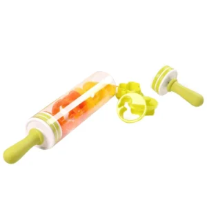 2in1 sodrófa és sütiszaggató - praktikus üreges műanyag sodrófa, vidám színű sütemény kiszúrókkal a belsejében (BBM) - Image 11