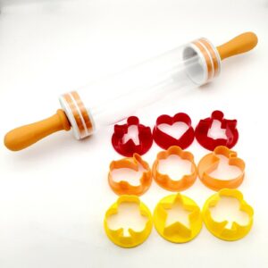 2in1 sodrófa és sütiszaggató - praktikus üreges műanyag sodrófa, vidám színű sütemény kiszúrókkal a belsejében (BBM) - Image 4