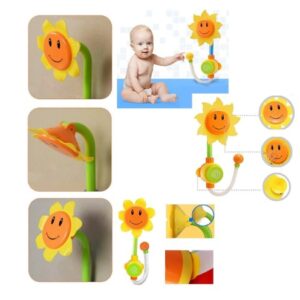 Spriccelő, nevető napraforgó formájú fürdőjáték gyerekeknek - mosolygós, színes  kádjáték kicsiknek (BBJ) - Image 7