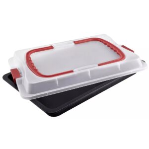 2in1 hordozható tepsi és kínáló tálca - nagy méretű tepsi átlátszó műanyag fedővel - 42 x 28,5 x 4,5 cm (BBA) - Image 4