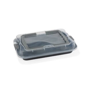 2in1 hordozható tepsi és kínáló tálca - nagy méretű tepsi átlátszó műanyag fedővel - 42 x 28,5 x 4,5 cm (BBA) - Image 6