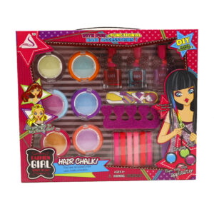 XXL szépítkező készlet kislányoknak 6 féle színes hajkrétával és 3 féle csillogó körömlakkal (BBJ) - Image 4