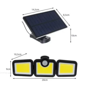 FL-1725B napelemes fali COB LED kültéri lámpa mozgásérzékelős 3 világító egységgel (BBV) - Image 5