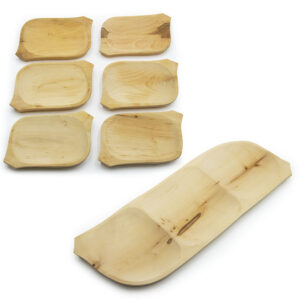 7 részes fatányér készlet - fából készült kínáló szett - 1 db 60 x 20 cm-es tál és 6 kisebb tányér (FX) (BBE) (BBA) - Image 6