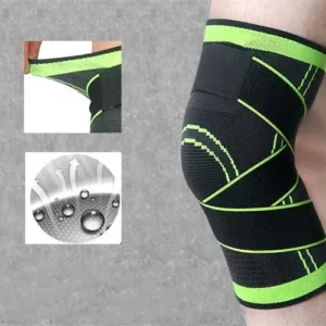 Kompressziós térdrögzítő állítható pántokkal sportoláshoz és térdfájdalmak ellen – zöld-fekete - 3XL (BBM) (BBKM) - Image 4