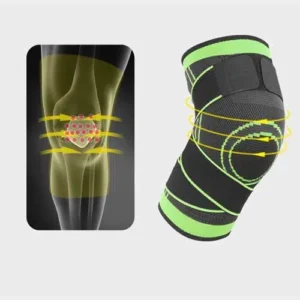 Kompressziós térdrögzítő állítható pántokkal sportoláshoz és térdfájdalmak ellen – zöld-fekete - 3XL (BBM) (BBKM) - Image 5