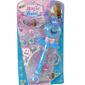 Tündérhercegnő kiegészítő szett kislányoknak - világító-zenélő varázspálcával, kivetítő funkcióval és királylányos ékszerekkel - kék (BBLPJ) - Image 3