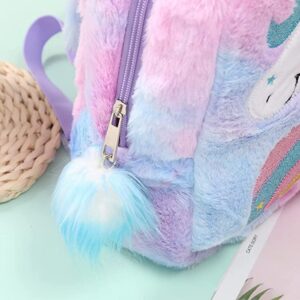 Csillogó és világító unikornis hátizsák kislányoknak beépített LED-ekkel, puha plüss anyagból - 23 x 7 x 28 cm (BBLPJ) - Image 5