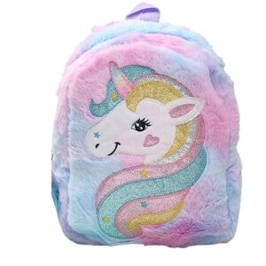 Csillogó és világító unikornis hátizsák kislányoknak beépített LED-ekkel, puha plüss anyagból - 23 x 7 x 28 cm (BBLPJ) - Image 13