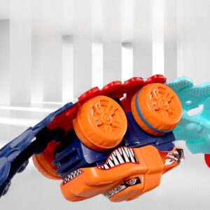 54 részes, kreatív, többféleképpen összerakható autópálya gyerekeknek 2 db dínós kisautóval - világít a sötétben (BBJ) - Image 5