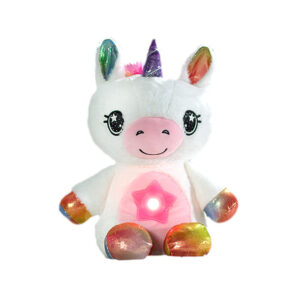 Pihe-puha ölelnivaló plüss unikornis - csillagkivetítős éjszakai fény és játszópajtás, fehér (BBM) - Image 4