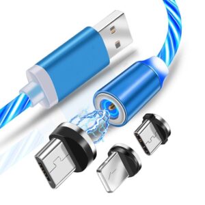 Lenyűgözően villogó mágneses USB töltőkábel cserélhető fejekkel - kék (THM) (BBL) - Image 4