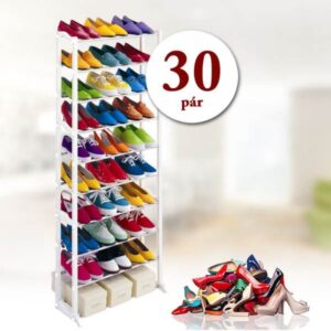 10 soros cipőtároló - 30 pár cipő tárolására elegendő praktikus, helytakarékos polc - fehér (BBV) - Image 4