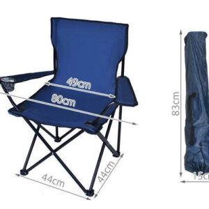 Összecsukható és könnyen hordozható kempingszék italtartós karfával és 120 kg teherbírással - kék horgászszék (BBL) - Image 5