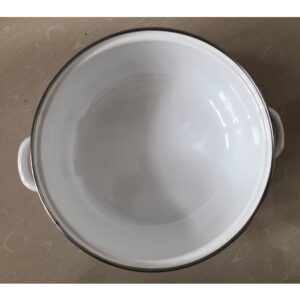 6 részes retro edénykészlet - hagyományos zománcozott lábasok átlátszó fedővel és festett rózsa mintával (BBA) - Image 7