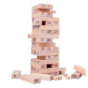 51 db-os, fából készült jenga - szórakoztató és készségfejlesztő toronyépítő társasjáték (BBMJ) - Image 6
