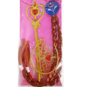 Rózsaszín hercegnős kiegészítő készlet jelmezhez - tiarával, kesztyűvel, jogarral és hajfonattal (BBJ) - Image 3