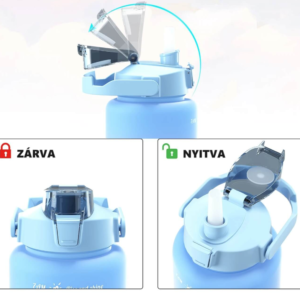 Háromrészes Havita motivációs kulacs szett, kék-sárga színkombinációban, 2L, 900 ml és 300 ml méretű palackokkal - Image 10