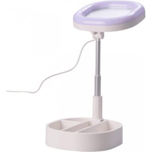 Állítható magasságú kozmetikai tükör teleszkópos állvánnyal, LED körfénnyel és telefontartóval (BBV) - Image 4