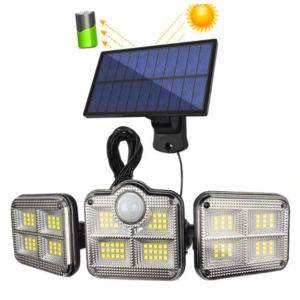 122 SMD LED-es 3 Fejes napelemes kültéri fali lámpa mozgásérzékelővel (BBJH) - Image 10