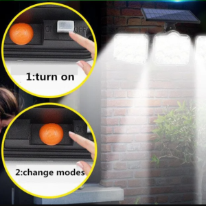 122 SMD LED-es 3 Fejes napelemes kültéri fali lámpa mozgásérzékelővel (BBJH) - Image 6