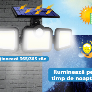 122 SMD LED-es 3 Fejes napelemes kültéri fali lámpa mozgásérzékelővel (BBJH) - Image 7