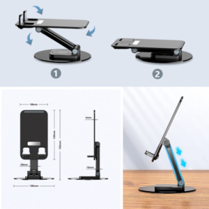 Asztali többfunkciós 360 fokban forgatható fém tablet vagy telefontartó (BBV) - Image 3